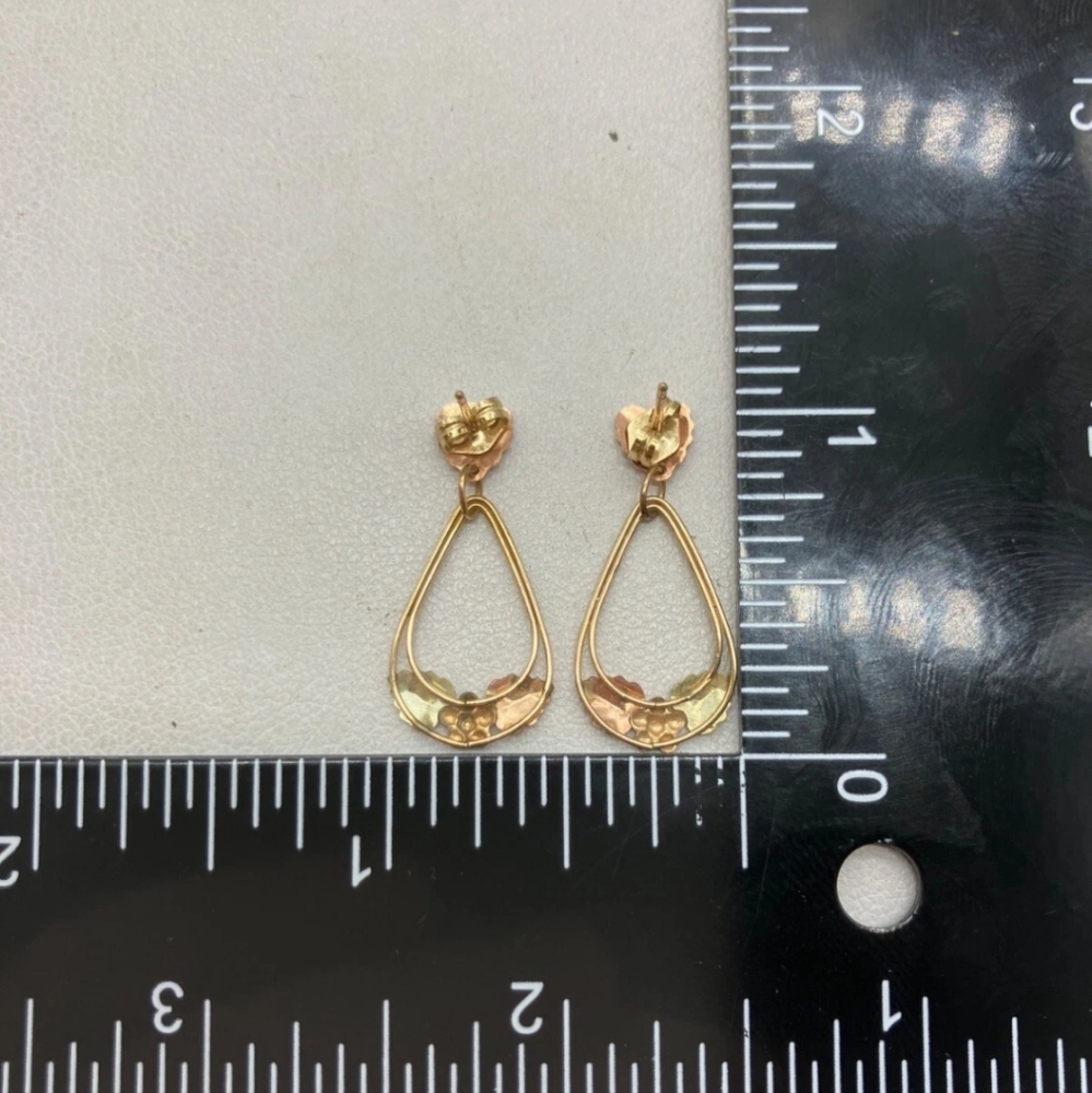 Gold Drop Leaf Earrings View 5